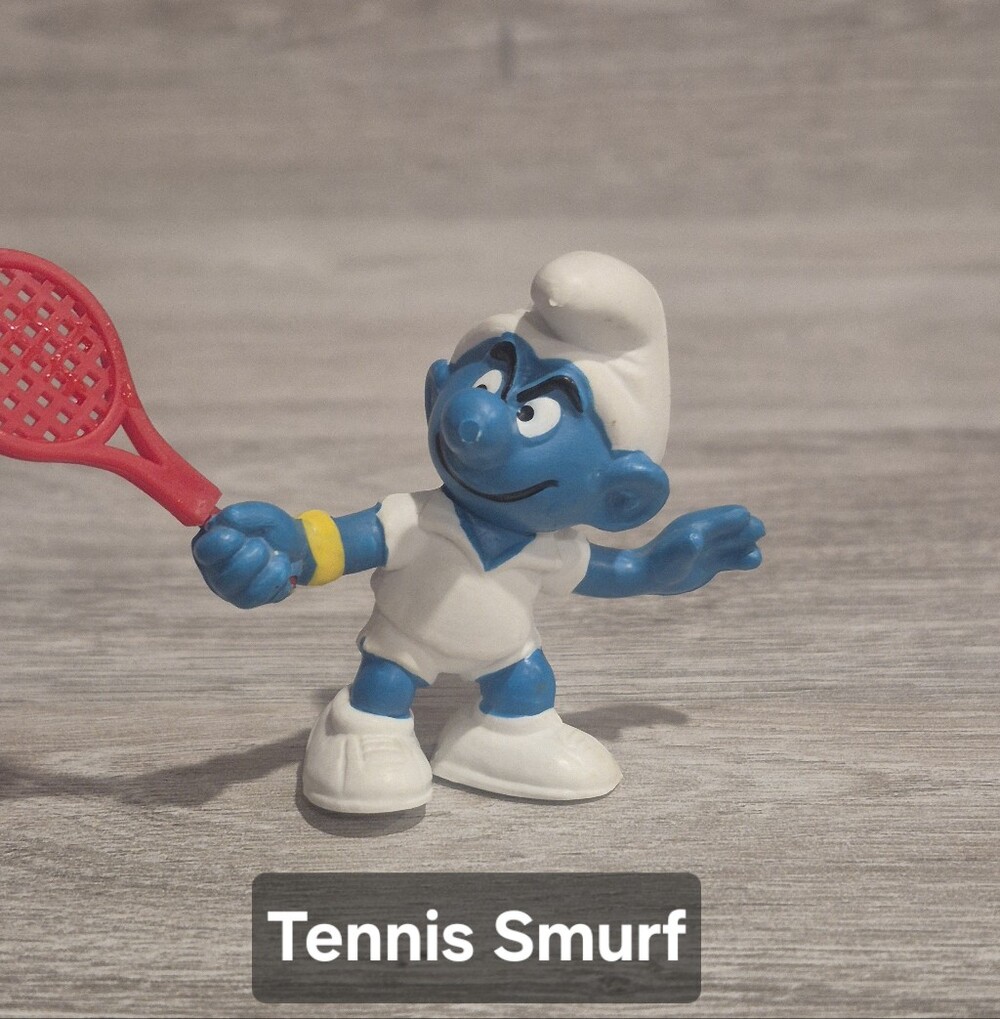 Vintage Tennis Smurf Figurine